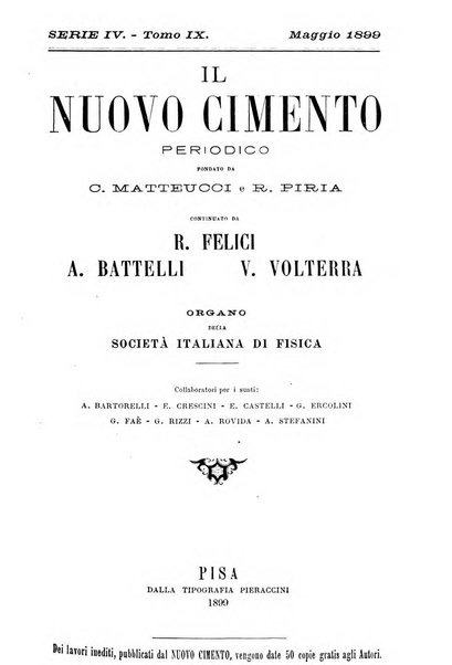 Il nuovo cimento giornale di fisica, di chimica, e delle loro applicazioni alla medicina, alla farmacia ed alle arti industriali