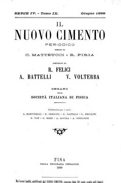 Il nuovo cimento giornale di fisica, di chimica, e delle loro applicazioni alla medicina, alla farmacia ed alle arti industriali