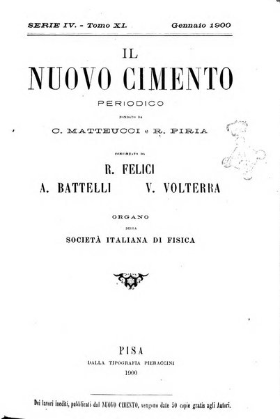 Il nuovo cimento giornale di fisica, di chimica, e delle loro applicazioni alla medicina, alla farmacia ed alle arti industriali