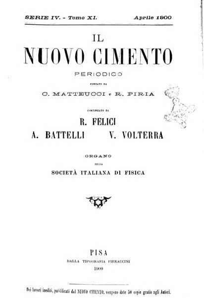 Il nuovo cimento giornale di fisica, di chimica, e delle loro applicazioni alla medicina, alla farmacia ed alle arti industriali