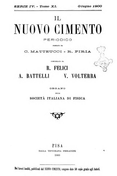 Il nuovo cimento giornale di fisica, di chimica, e delle loro applicazioni alla medicina, alla farmacia ed alle arti industriali