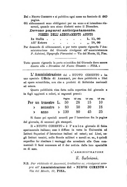 Il nuovo cimento giornale di fisica, di chimica, e delle loro applicazioni alla medicina, alla farmacia ed alle arti industriali