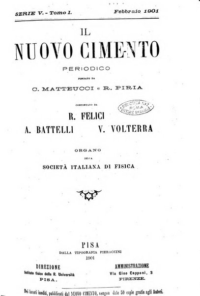 Il nuovo cimento giornale di fisica, di chimica, e delle loro applicazioni alla medicina, alla farmacia ed alle arti industriali