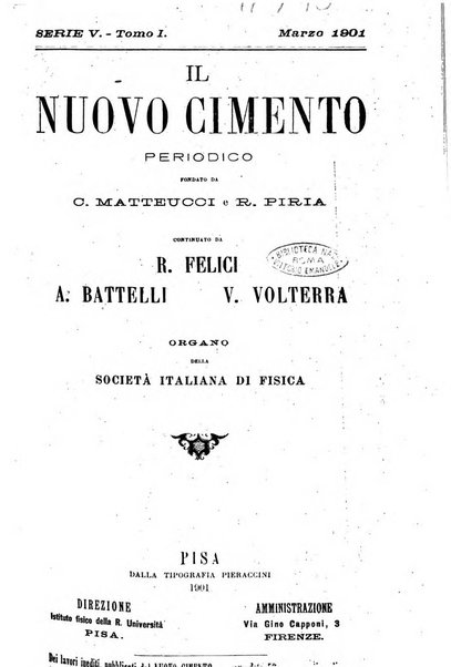 Il nuovo cimento giornale di fisica, di chimica, e delle loro applicazioni alla medicina, alla farmacia ed alle arti industriali