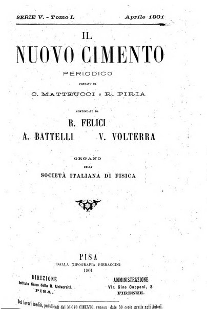 Il nuovo cimento giornale di fisica, di chimica, e delle loro applicazioni alla medicina, alla farmacia ed alle arti industriali