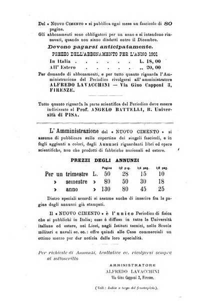 Il nuovo cimento giornale di fisica, di chimica, e delle loro applicazioni alla medicina, alla farmacia ed alle arti industriali