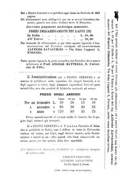 Il nuovo cimento giornale di fisica, di chimica, e delle loro applicazioni alla medicina, alla farmacia ed alle arti industriali