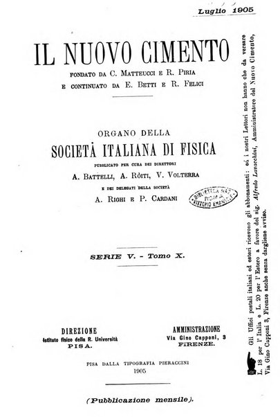 Il nuovo cimento giornale di fisica, di chimica, e delle loro applicazioni alla medicina, alla farmacia ed alle arti industriali