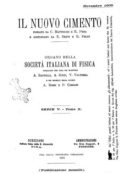 Il nuovo cimento giornale di fisica, di chimica, e delle loro applicazioni alla medicina, alla farmacia ed alle arti industriali