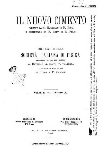 Il nuovo cimento giornale di fisica, di chimica, e delle loro applicazioni alla medicina, alla farmacia ed alle arti industriali