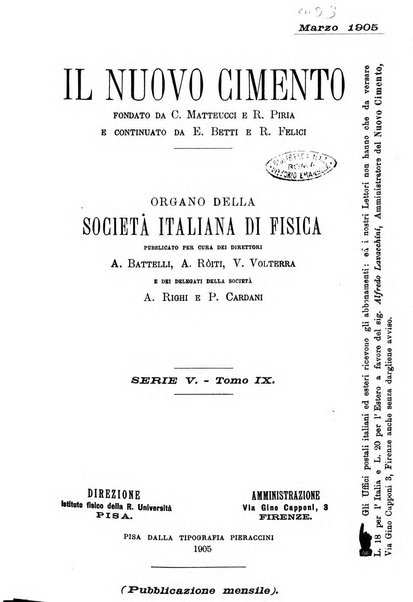 Il nuovo cimento giornale di fisica, di chimica, e delle loro applicazioni alla medicina, alla farmacia ed alle arti industriali