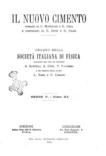 Il nuovo cimento giornale di fisica, di chimica, e delle loro applicazioni alla medicina, alla farmacia ed alle arti industriali