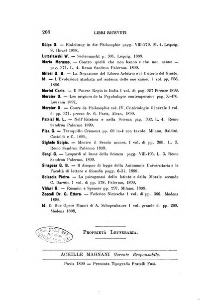 Rivista filosofica in continuazione della Rivista italiana di filosofia fondata da L. Ferri