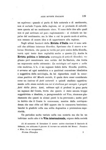 Rivista filosofica in continuazione della Rivista italiana di filosofia fondata da L. Ferri