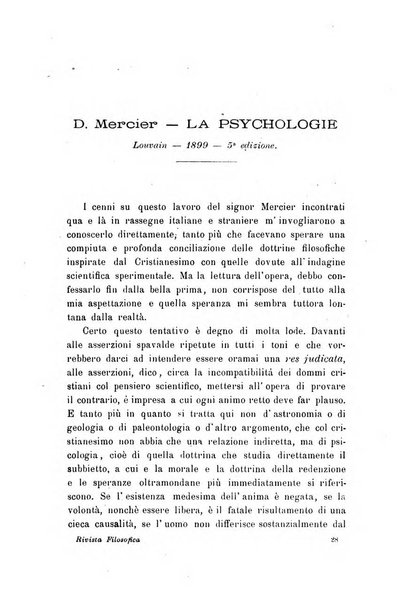 Rivista filosofica in continuazione della Rivista italiana di filosofia fondata da L. Ferri