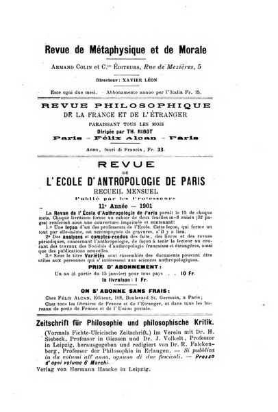 Rivista filosofica in continuazione della Rivista italiana di filosofia fondata da L. Ferri