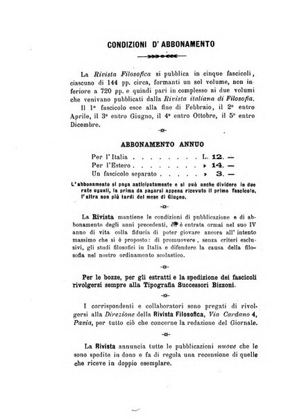 Rivista filosofica in continuazione della Rivista italiana di filosofia fondata da L. Ferri