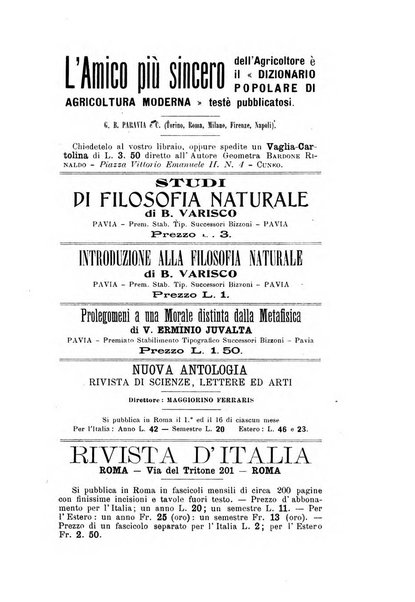 Rivista filosofica in continuazione della Rivista italiana di filosofia fondata da L. Ferri