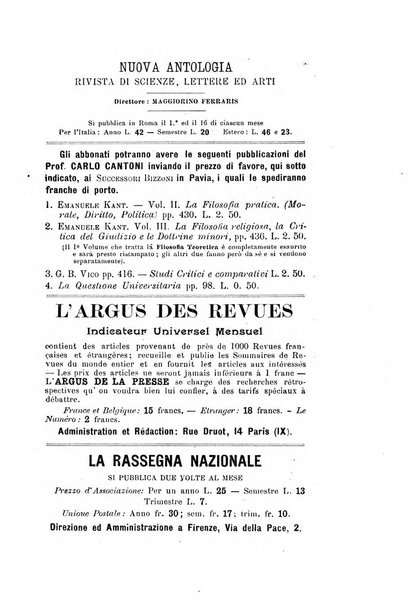 Rivista filosofica in continuazione della Rivista italiana di filosofia fondata da L. Ferri