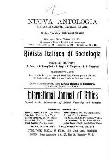 Rivista filosofica in continuazione della Rivista italiana di filosofia fondata da L. Ferri