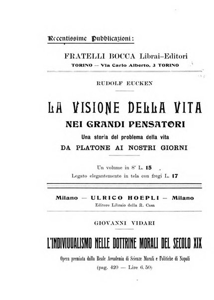 Rivista filosofica in continuazione della Rivista italiana di filosofia fondata da L. Ferri