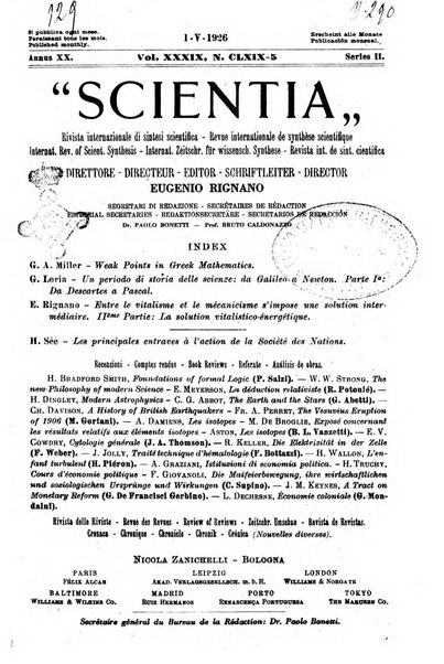 Scientia rivista di scienza