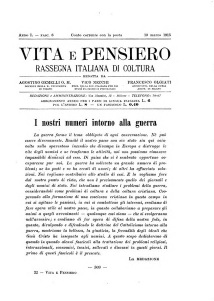 Vita e pensiero rassegna italiana di coltura