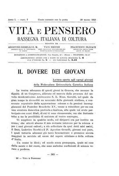 Vita e pensiero rassegna italiana di coltura