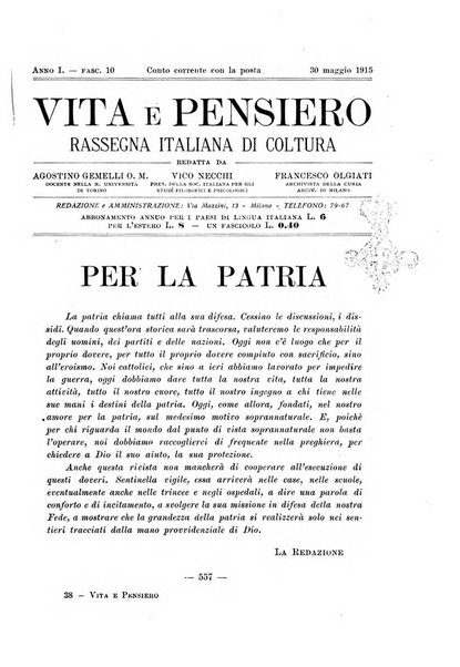 Vita e pensiero rassegna italiana di coltura