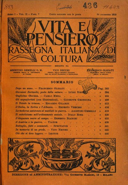 Vita e pensiero rassegna italiana di coltura