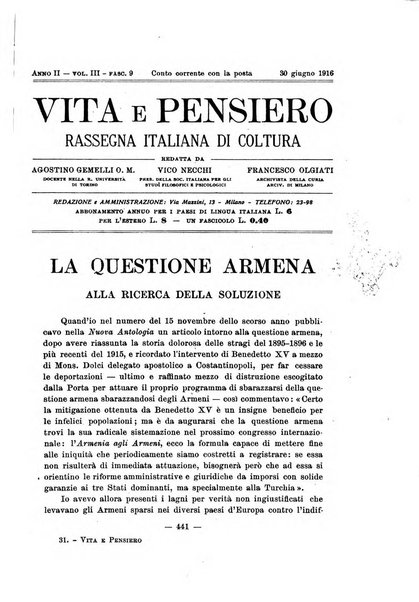 Vita e pensiero rassegna italiana di coltura