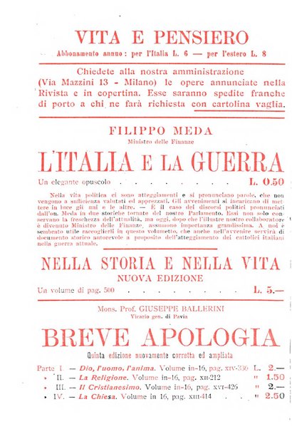 Vita e pensiero rassegna italiana di coltura