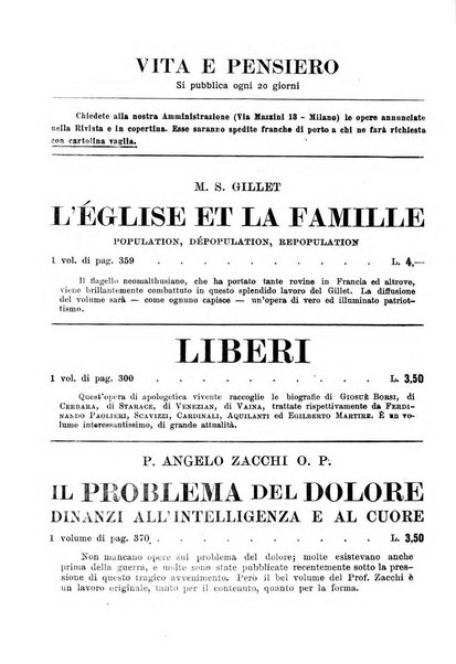 Vita e pensiero rassegna italiana di coltura