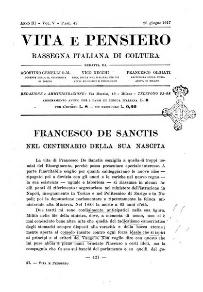 Vita e pensiero rassegna italiana di coltura