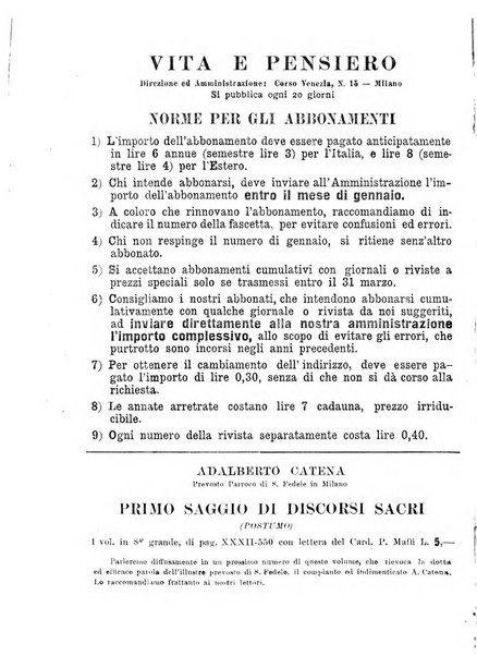 Vita e pensiero rassegna italiana di coltura