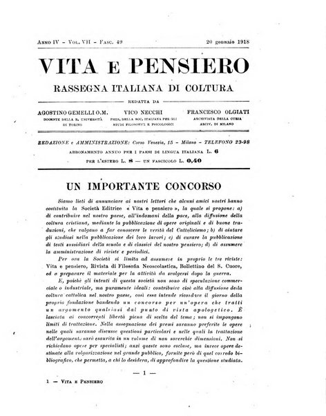 Vita e pensiero rassegna italiana di coltura