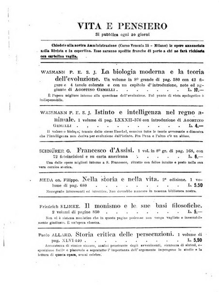 Vita e pensiero rassegna italiana di coltura