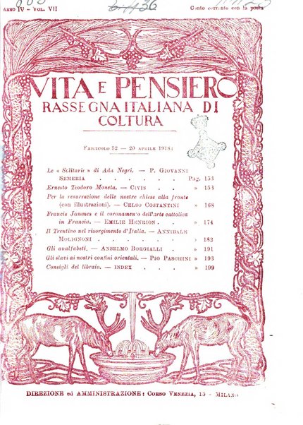 Vita e pensiero rassegna italiana di coltura