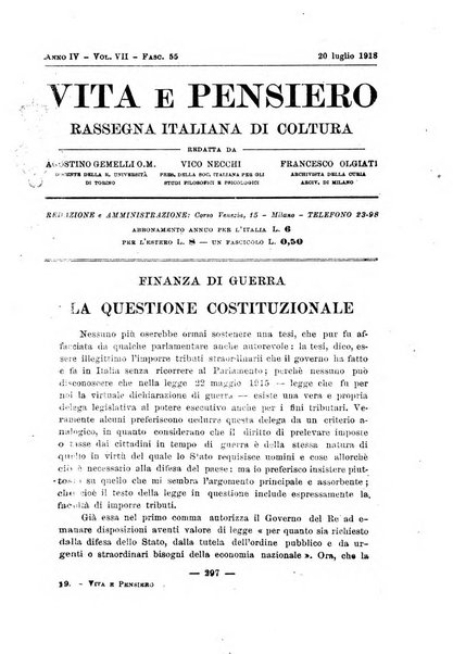 Vita e pensiero rassegna italiana di coltura