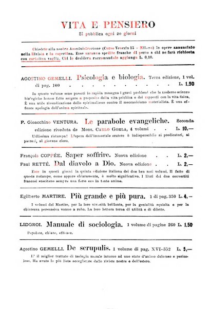 Vita e pensiero rassegna italiana di coltura