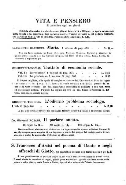 Vita e pensiero rassegna italiana di coltura