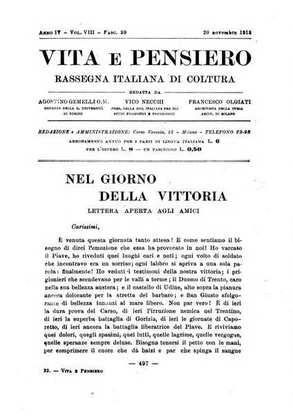 Vita e pensiero rassegna italiana di coltura