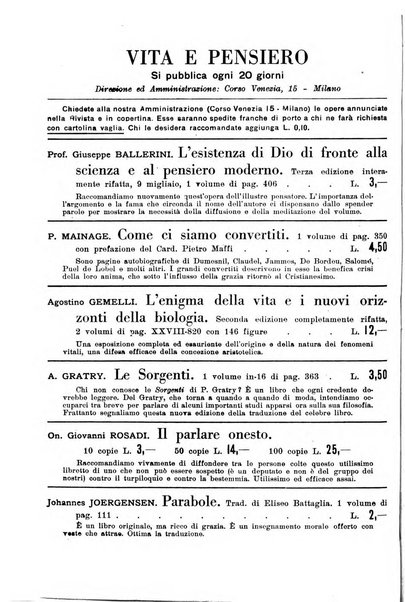 Vita e pensiero rassegna italiana di coltura