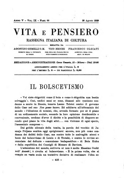 Vita e pensiero rassegna italiana di coltura