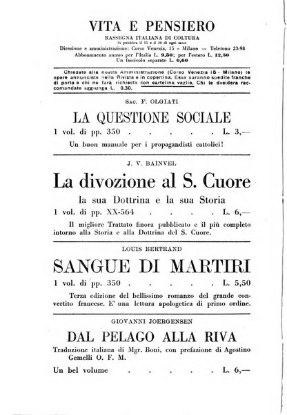 Vita e pensiero rassegna italiana di coltura