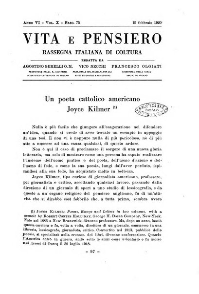 Vita e pensiero rassegna italiana di coltura