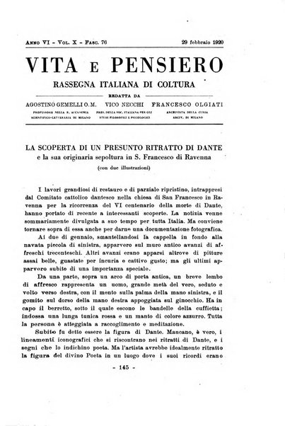 Vita e pensiero rassegna italiana di coltura