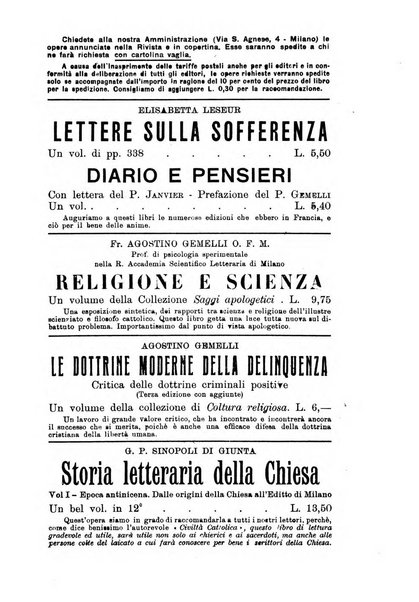 Vita e pensiero rassegna italiana di coltura