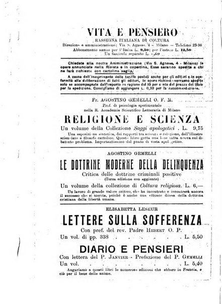 Vita e pensiero rassegna italiana di coltura