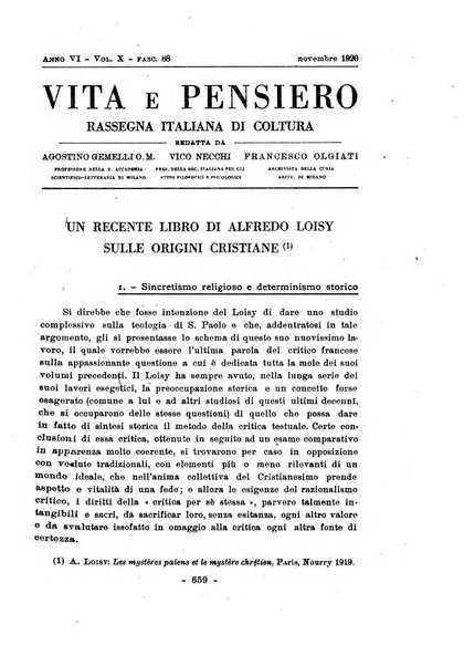 Vita e pensiero rassegna italiana di coltura